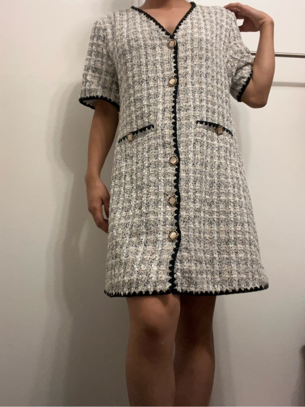 S26 Tuckernuck Pomander Place White Tweed Josephine Dress